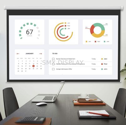 qualidade Puxe para baixo a tela manual do projetor com 16:9 do auto fechamento 120 polegadas Fábrica