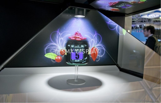 Mostra do holograma da chapa metálica 3D, exposição holográfica para a feira profissional