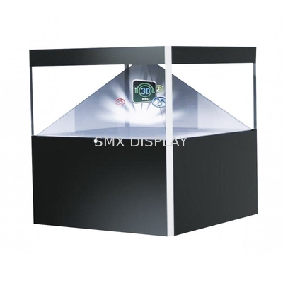 360 graus Pirâmide Holograma 3D Display Vitrine / Holograma 3D claro Pirâmide Holobox Relógio Vidro