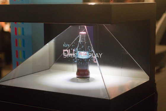 Projector de Holograma de Pirâmide 3D de 22 polegadas Armário Holográfico 270 Graus Caixa de Hologramas 3D
